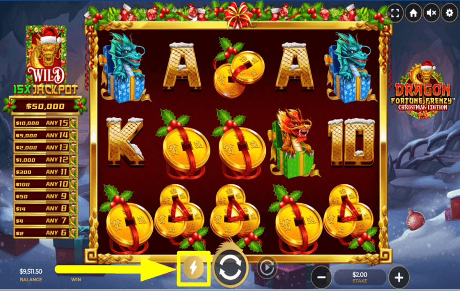 Dragon Fortune Frenzy Christmas Edition ACCELERARE GLI SPIN.