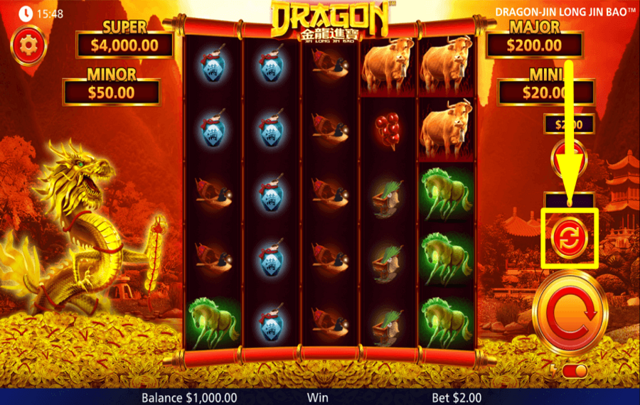 Dragon Jin Lon Lin Bao CONTINUEZ AVEC LA JEU AUTOMATIQUE.