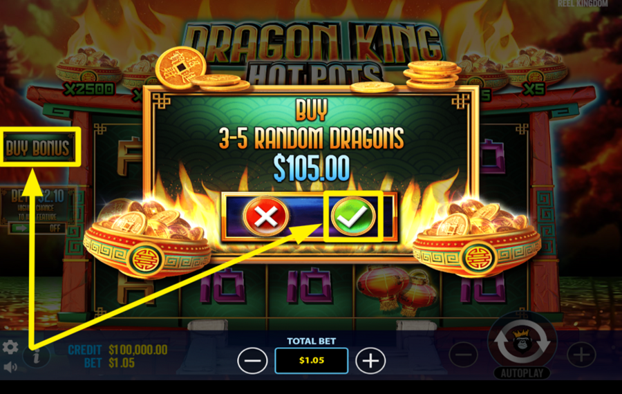 Dragon King Hot Pots BUY FREE SPINS.