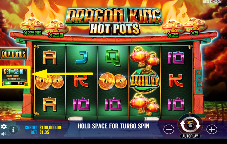 Dragon King Hot Pots TURN ON EXTRA BET.
