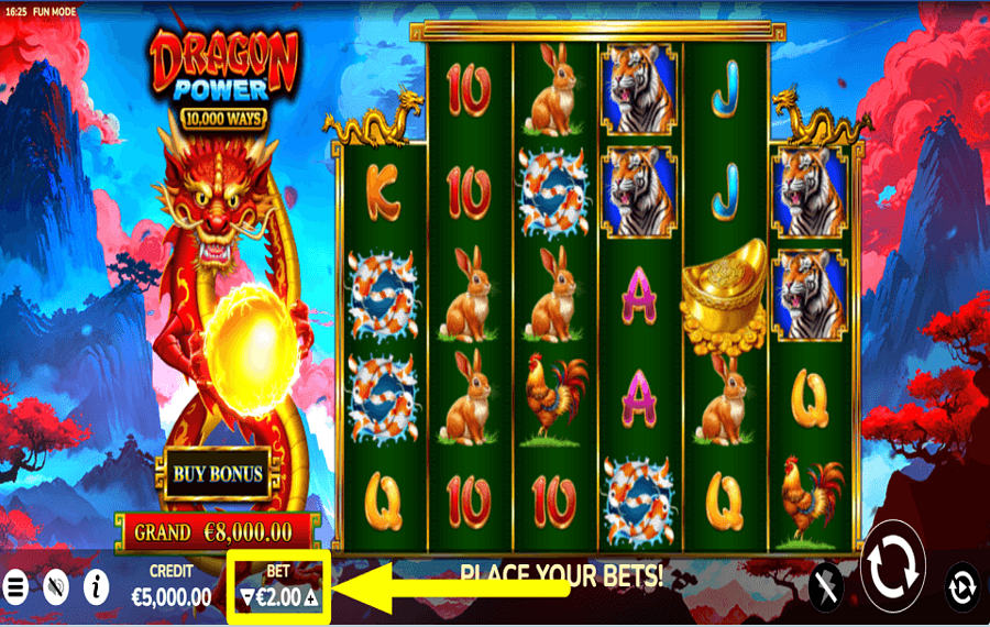 Dragon Power 10000 Ways ESTABLECE LA APUESTA.