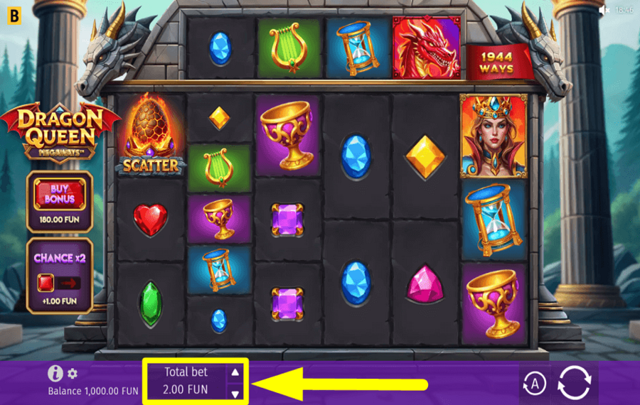 Dragon Queen Megaways SELECCIONE LA APUESTA.