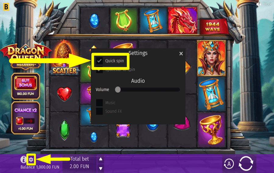 Dragon Queen Megaways ACELERA EL JUEGO.