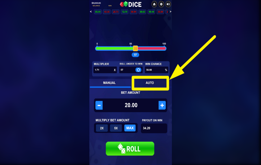 DragonGaming Dice UTILIZE AUTOPLAY.