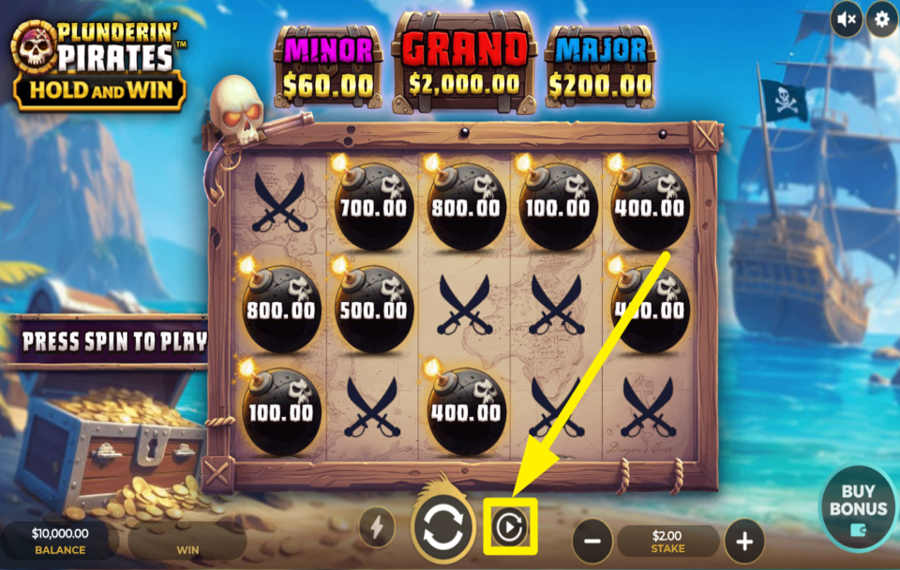 DragonGaming Plunderin Pirates Hold and Win EMPLOY THE AUTOMATIC SPINS.