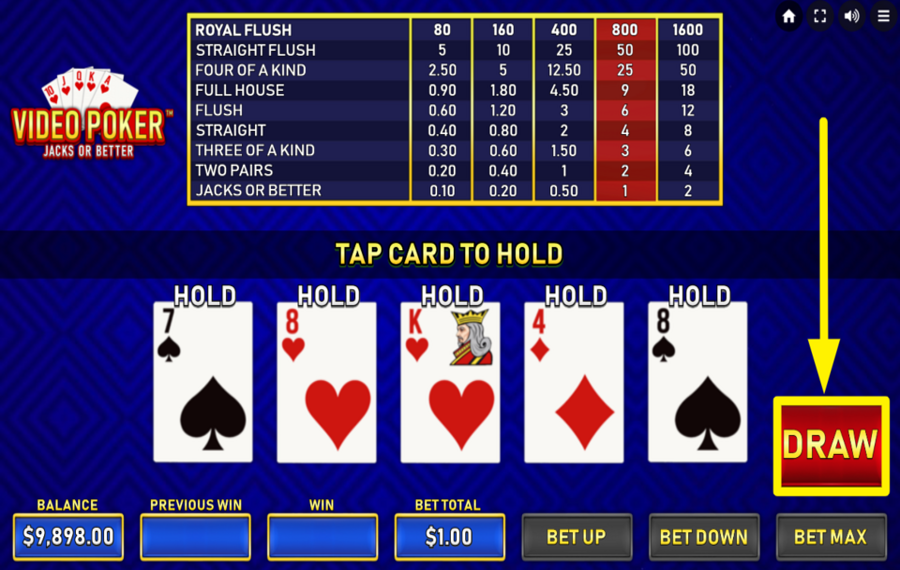 DragonGaming Video Poker Jacks or Better DESSINEZ VOTRE MAIN FINALE.