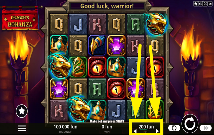 Dragons Bonanza PLACE YOUR BET.