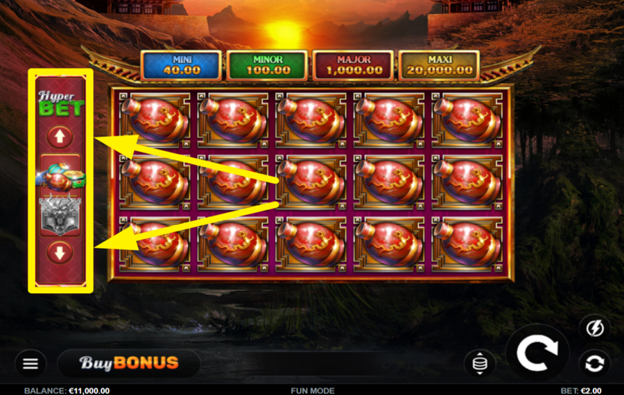 Dragons Glow Hold and Win SELECT A HYPERBET LEVEL.