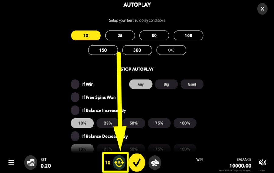 Dragons Lucky 25 SELECT AUTOMATIC SPINS.