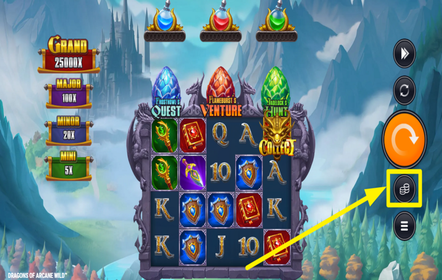 Dragons of Arcane Wild DETERMINE YOUR BET.