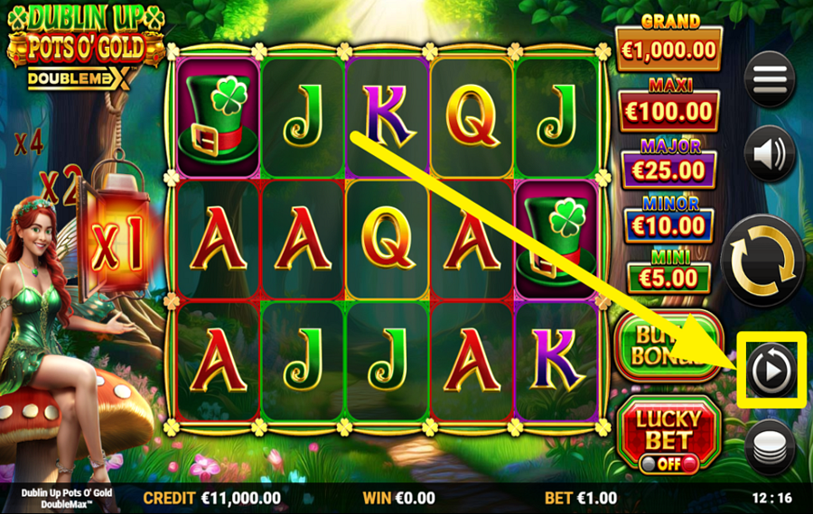 Dublin Up Pots OGold UTILIZZA LE SPIN AUTOMATIZZATE.