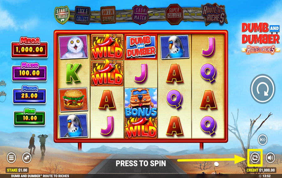 Dumb and Dumber Route to Riches TURN ON AUTOMATIC PLAY.