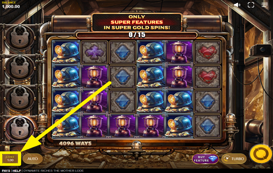 Dynamite Riches The Mother Lode ADJUST YOUR BET.
