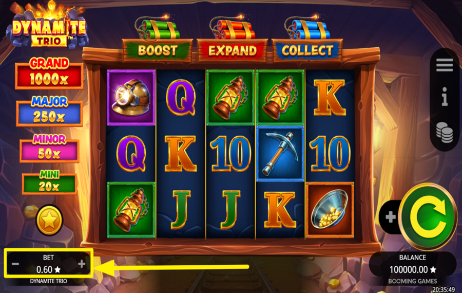 Dynamite Trio CHOOSE THE TOTAL BET.