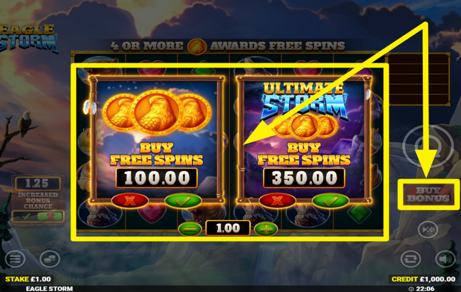 Eagle Storm PURCHASE BONUS SPINS.