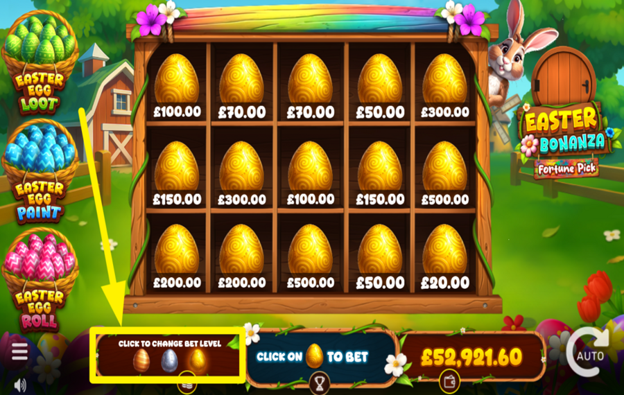 Easter Bonanza Fortune Pick PICK A BET LEVEL.