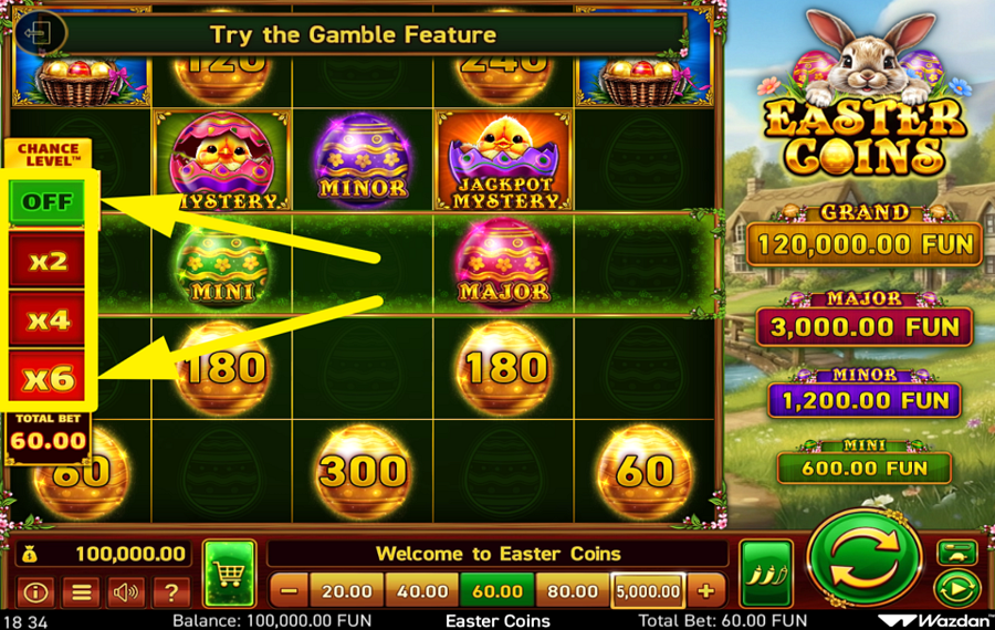 Easter Coins CHOISISSEZ UN NIVEAU DE CHANCE.