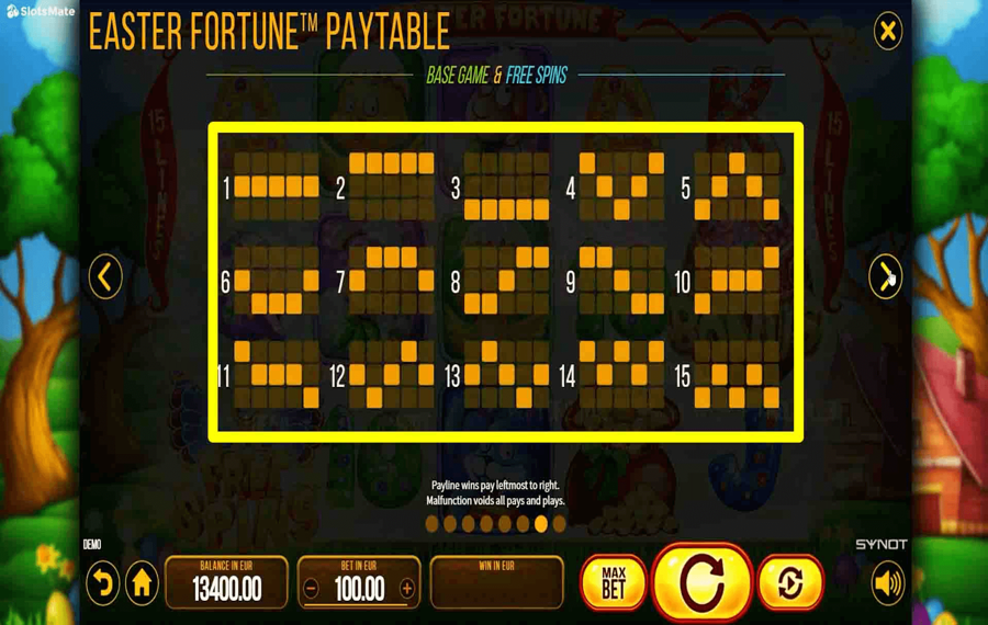 Easter Fortune Choose the paylines.