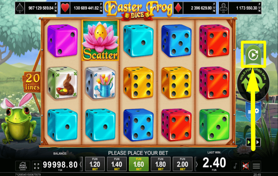 Easter Frog Dice APPLICA RIPRODUZIONE AUTOMATICA.