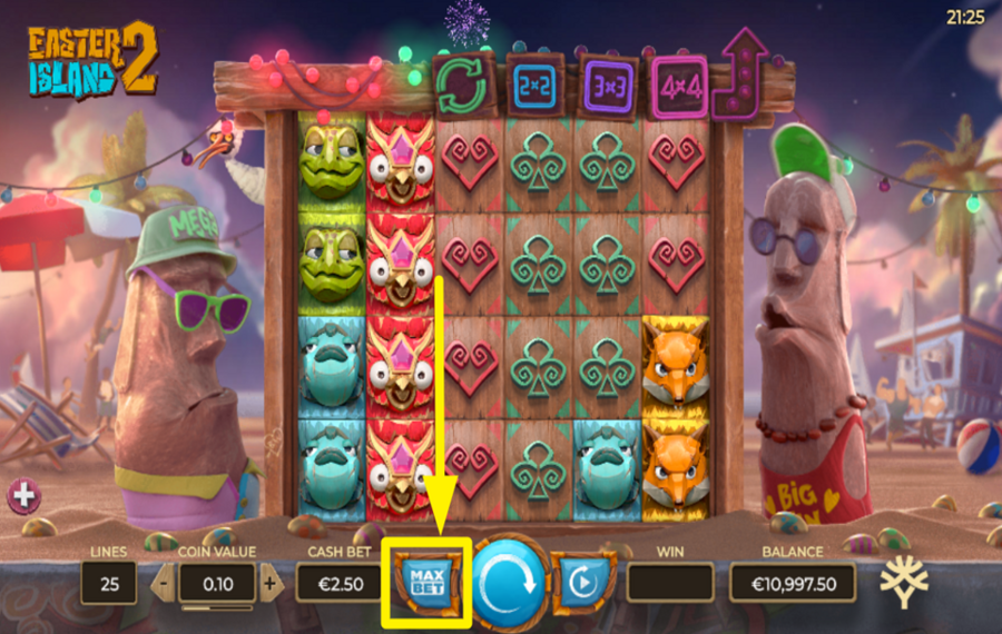 Easter Island 2 SET THE MAXIMUM STAKE.