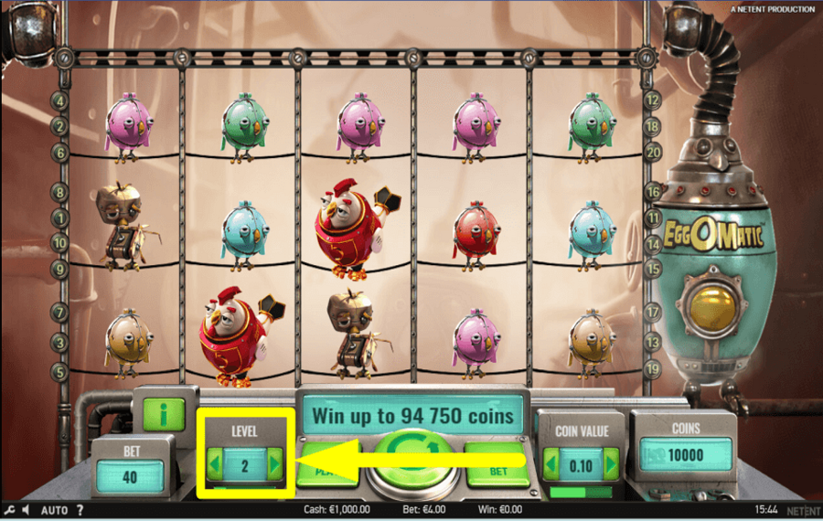 EggOmatic CONTROL THE BET LEVEL.