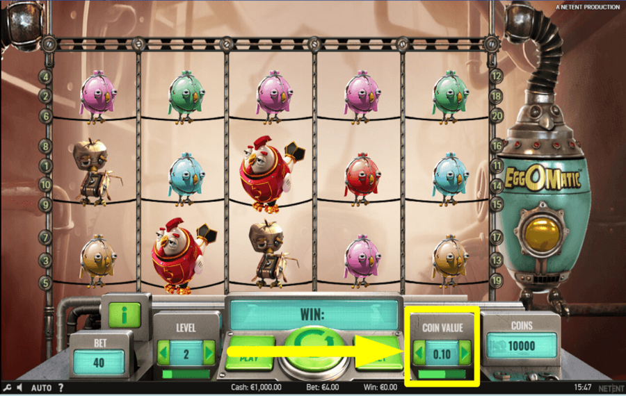 EggOmatic CHOOSE THE COIN VALUE.