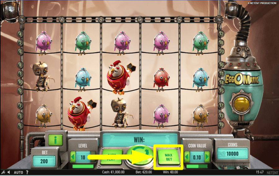 EggOmatic CAST THE MAXIMUM BET.