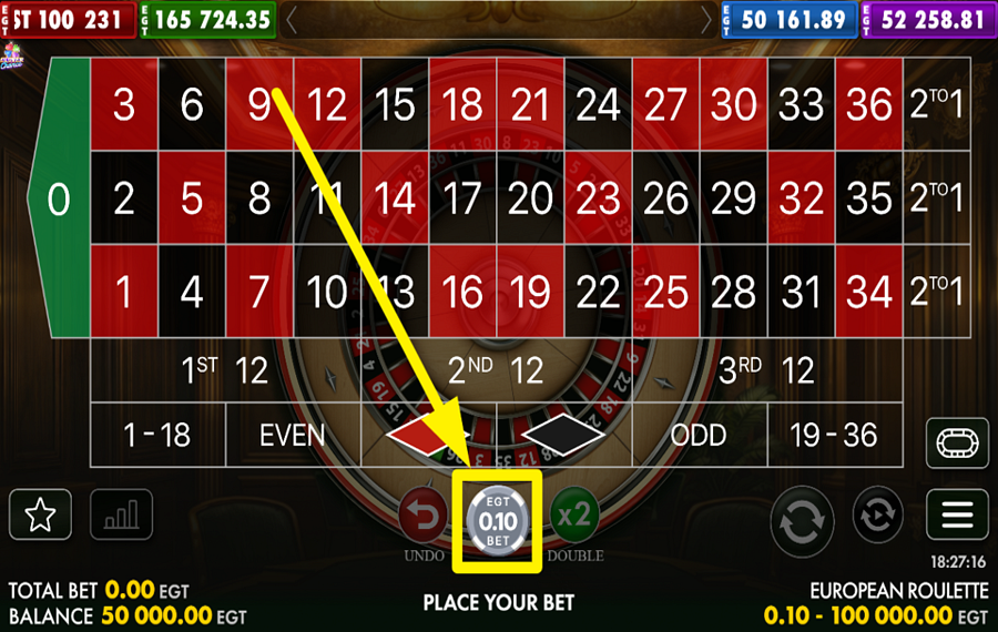 EGT Digital European Roulette FAI LA TUA SCOMMESSA.