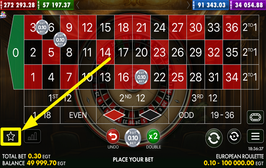 EGT Digital European Roulette SALVA O AMPLIA LE TUE SCELTE.