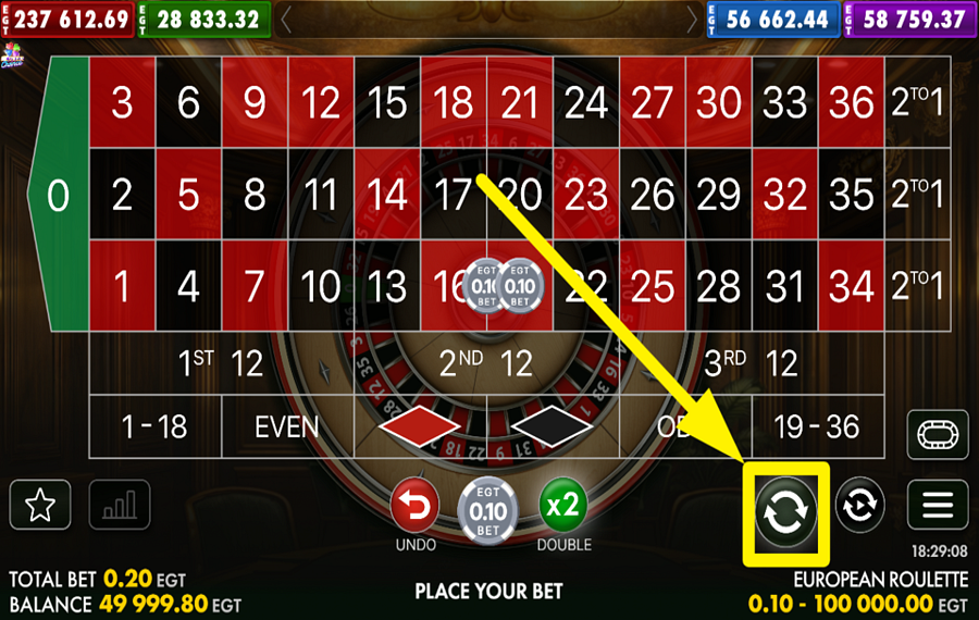 EGT Digital European Roulette ACCENDI L'ENTUSIASMO!