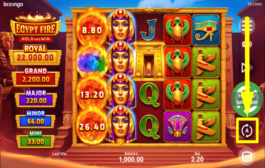 Egypt Fire UTILIZA LA FUNCIÓN DE REPRODUCCIÓN AUTOMÁTICA.