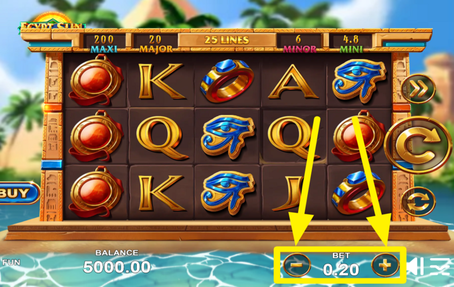 Egypt Sun Deluxe ADJUST YOUR BETTING AMOUNT.