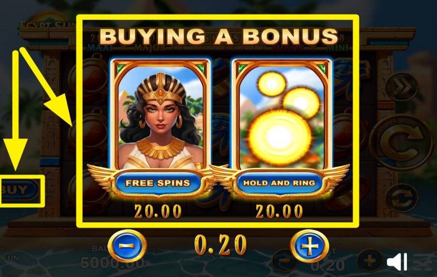 Egypt Sun Deluxe UNLOCK A BONUS FEATURE.
