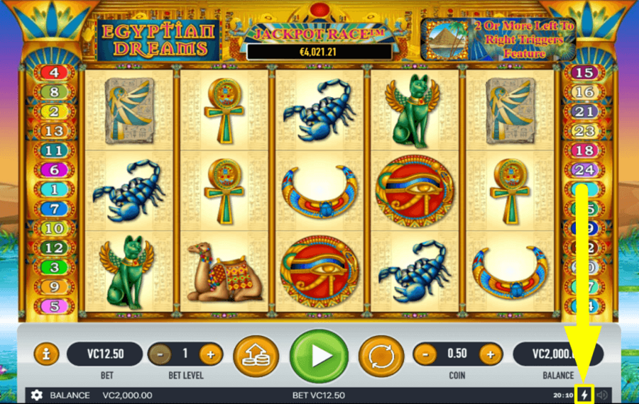 Egyptian Dreams TURN “QUICK SPIN” ON.