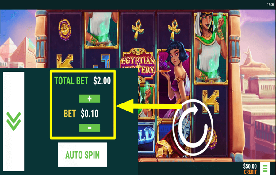 Egyptian Mystery Legen Sie den Gesamteinsatz fest.