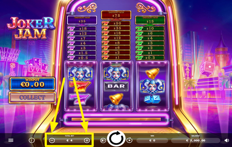 Ela Games Joker Jam ASSIGN A BET VALUE.