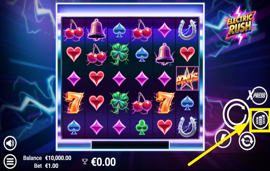 Electric Rush WÄHLEN SIE EINEN EINSATZWERT.