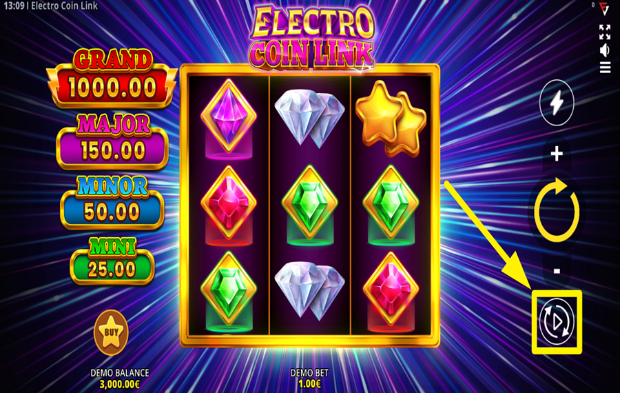 Electro Coin Link SPIN THE REELS AUTOMATICALLY.