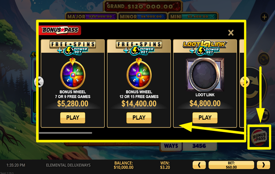 Elemental Deluxeways UNLOCK A BONUS GAME.