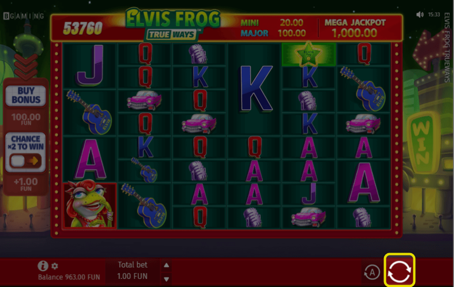 Elvis Frog Trueways Appuyez sur le bouton de rotation