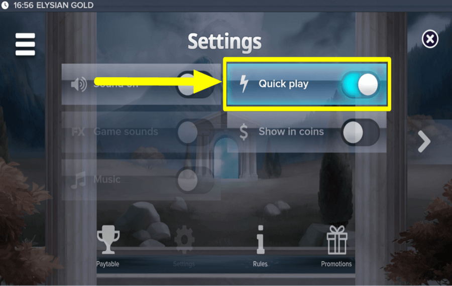 Elysian Gold ACCELERA IL GIOCO.