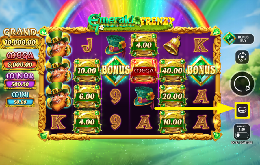 Emerald Frenzy ВЫБЕРИТЕ СУММУ СТАВКИ.