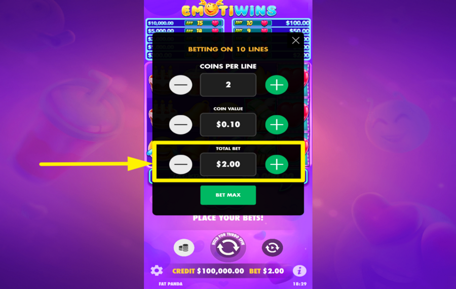 Emotiwins SET YOUR TOTAL WAGER.