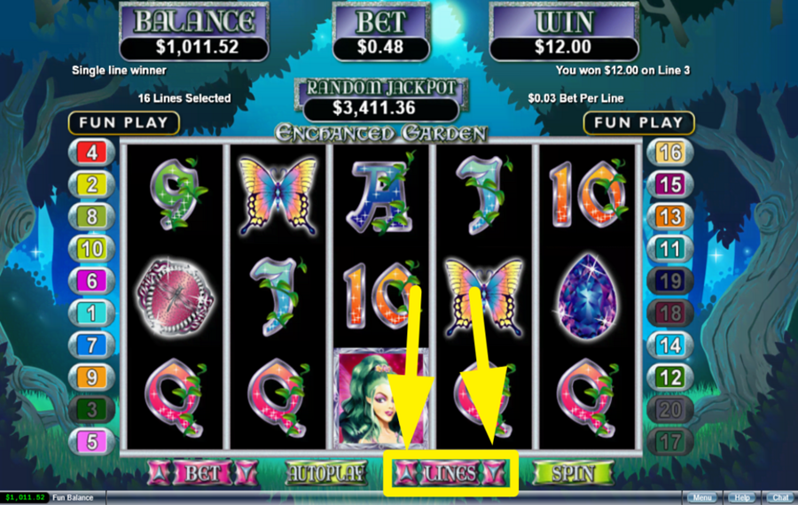Enchanted Garden DÉTERMINEZ VOS LIGNES DE PARI.