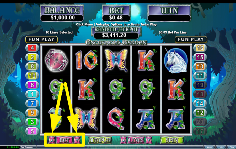 Enchanted Garden AJUSTEZ LE MONTANT DE VOTRE PARI PAR LIGNE.