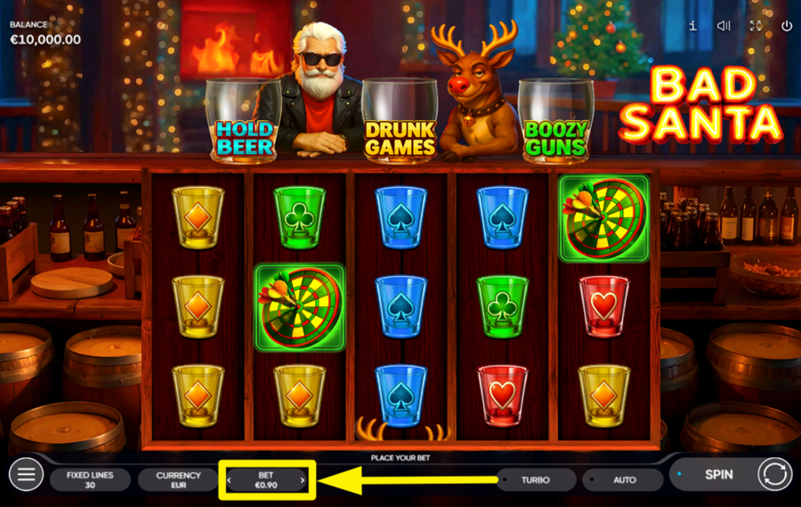 Endorphina Bad Santa CHOOSE YOUR BET.