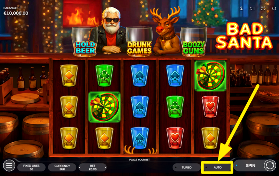 Endorphina Bad Santa EMPLOY THE AUTOMATIC SPINS.