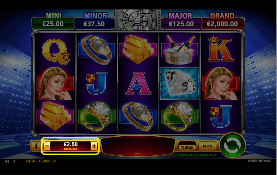 Enter the Vault Adjust the bet