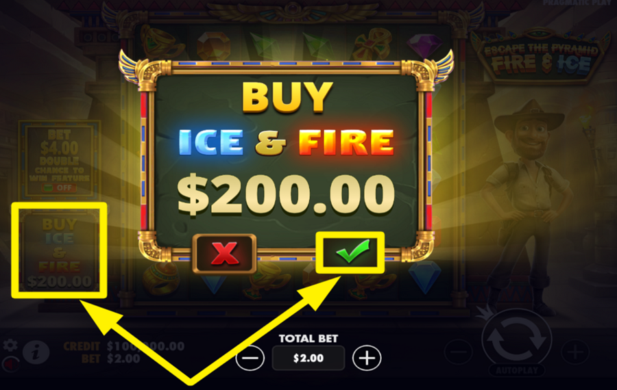 Escape the Pyramid Fire and Ice UNLOCK THE FIRE & ICE FEATURE.