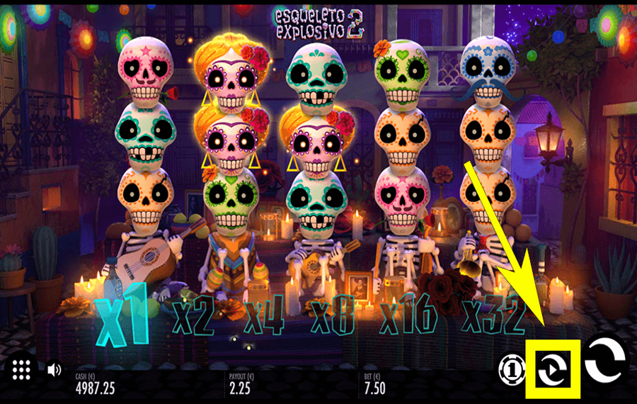 Esqueleto Explosivo 2 Verwendung der optionalen „Autoplay“-Funktion.